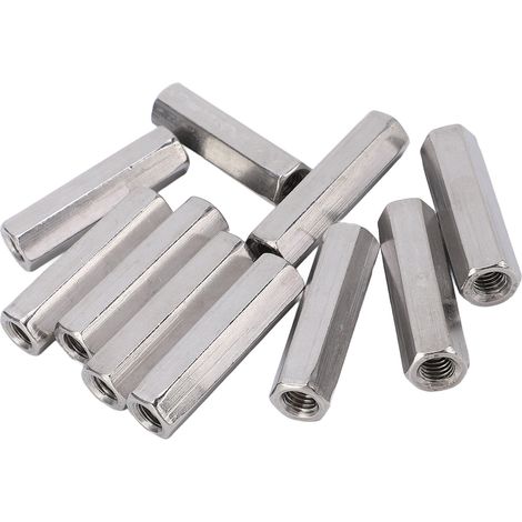 10 Pièces Écrous d'Accouplement Hexagonaux M8x1.25 L50mm - Acier Inoxydable 304 - Connecteur Industriel (1/5)