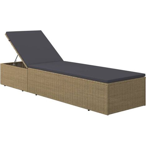 Fauteuil inclinable, résine tressée, marron et gris foncé (1/5)