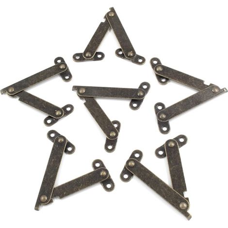 Lot de 6 charnières pliantes, en laiton antique, pivotantes en fer pour armoire, coffre, placard (longueur pliée : 6,35 cm, largeur : 9,5 cm, 10 mm) (1/5)