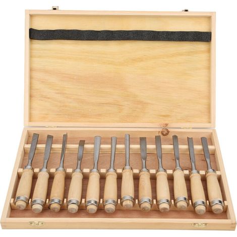 12-teiliges Holzschnitzwerkzeug-Set, Holzmeißel-Set mit Holzgriffen und Spule, Schnitzmesser, Schnitzwerkzeug für Anfänger, Graveure und Künstler