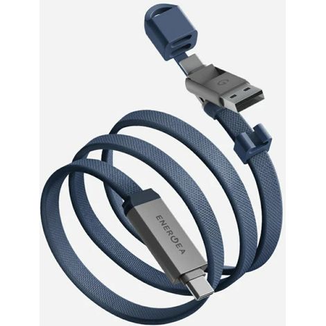 Cable Energea Sheath Travel 2 en 1 USB-C a USB-C/USB-A 480 Mbps 60 W 1,2 m azul (1/4)