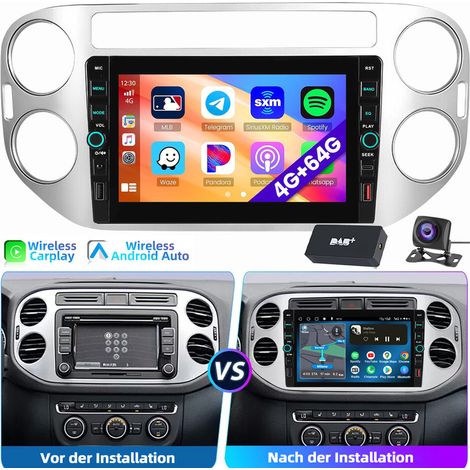 8" Android 15 Autoradio CarPlay Pour VW Tiguan 2007-2016 GPS WiFi BT Type-C 4+64G DAB CAM