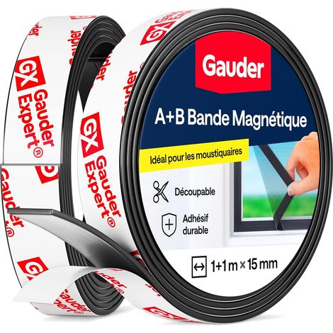 Bande magnétique A+B autocollante pour moustiquaires (1+1 m) (1/5)