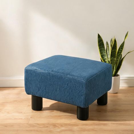 Pouf bleu en polyester 40 x 30 x 24 cm (1/5)