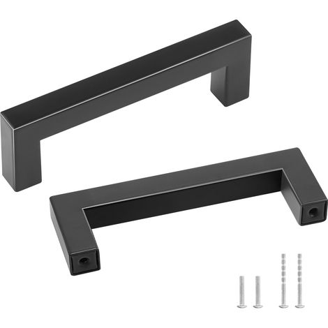Poignée de Meuble de Cuisine 30PCS Poignées de Porte d'Armoire en Acier Inoxydable Espacement des Trous Centraux 96 mm Poignées de Tiroir Modernes Carrées pour Cuisine Salle de Bain, Noir Mat (1/5)