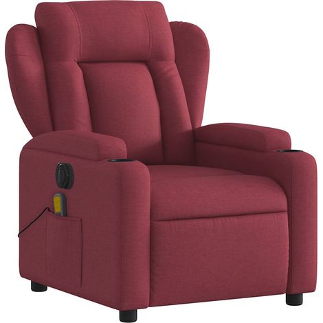 Poltrona relax TV con funzione massaggio reclinabile elettrica in tessuto rosso bordeaux DEC027249