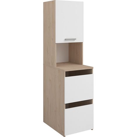 Vente-Unique – Colonne de salle de bain avec 3 portes et 2 étagères – Panneau de particule mélaminé – Dimensions L47 x H184 cm – Éco-responsable