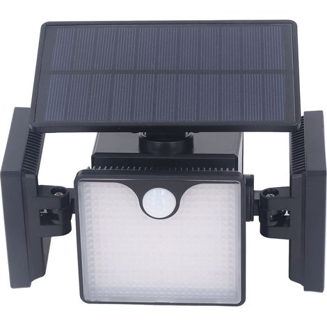 Projecteurs solaires d'extérieur 260 lm, 230 LED, 3 têtes, panneau solaire intégré, étanche IP65, batterie 2200 mAh, pour garage, cour, entrée et terrasse. (1/5)