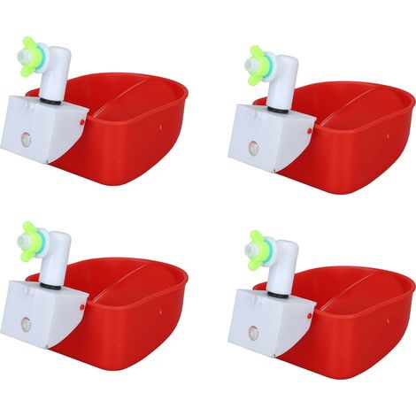 Lot de 4 abreuvoirs automatiques en plastique avec raccord de tuyau pour volailles de gibier, couleur rouge universelle