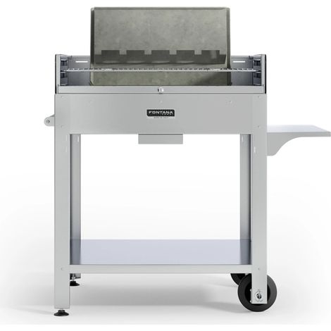 barbecue a legna o carbonella fontana "tirreno" colore acciaio e griglia 80x40 (1/4)