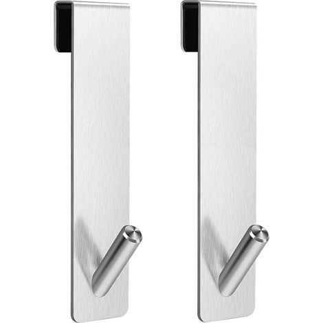 2 Pièces Crochet Douche, Crochet Porte Serviette sans perçage, Crochets de porte pour portes de douche en verre sans cadre, adapter 6-12 mm d'épaisseur (Argent) (1/4)