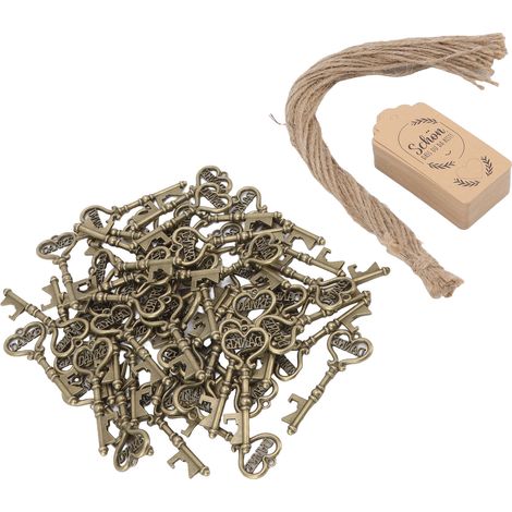 Lot de 50 décapsuleurs rétro en métal, porte-clés souvenir de mariage pour invités, accessoire de fête et cadeau de remerciement (1/5)