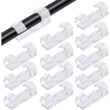 120 attaches de câbles transparentes autocollantes, robustes et faciles à ranger, pour TV, PC, ordinateur portable, câble Ethernet, bureau, maison (1/5)