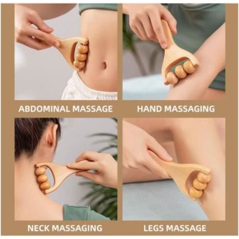 Rouleau Massage - Bois Naturel - Pour Pieds Cou Épaules Dos Visage - 2 Pièces (1/4)