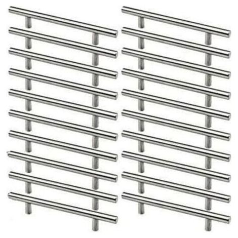 Stainless steel furniture handles, 20 pieces, kitchen cabinet handles, 128mm hole spacing, T-shaped brushed steel (1/4)