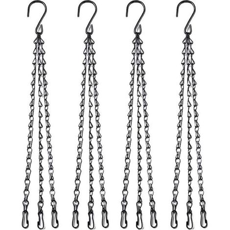 Chaînes pour suspensions florales - Supports pour pots de fleurs - Décoration pour plantes - Solide - Lot de 4, 45 cm - Noir (1/5)