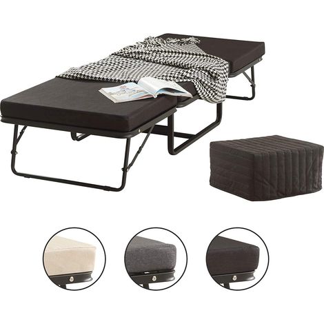 MOG CASA Divan 2 en 1 - Cama de Invitados Estructura metálica Estable y colchón - Negro (1/4)