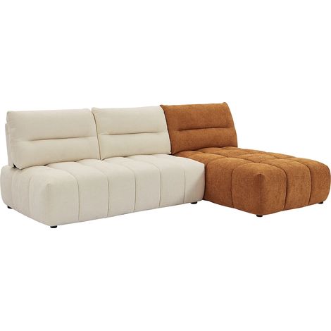 Divano angolare modulare schienale avanti-indietro in Tessuto testurizzato Beige e Terracotta - APOLIU (1/5)