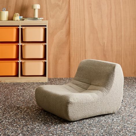 Fauteuil chauffeuse enfant bouclette texturée 1 place beige - Sokol Kids (1/5)