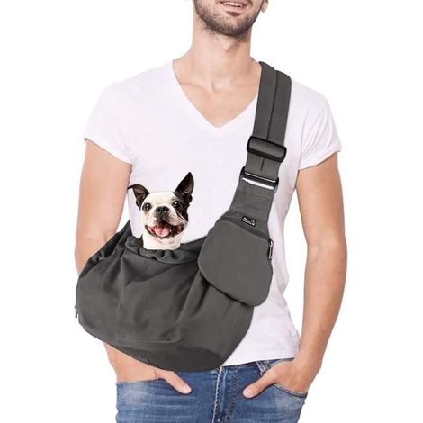 SAC DE TRANSPORT Sling Dog, écharpe Papoose Main Libre pour Chien Chiot Sac de Transport de Chat avec Supports en Bas Bandoulière (1/4)