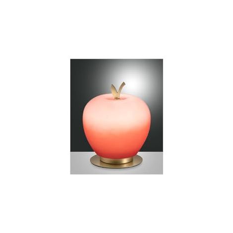 Lampe de table Wendy, LED intégrée 8 W, 3000 K, rouge et laiton satiné, variateur tactile, verre soufflé - Design élégant