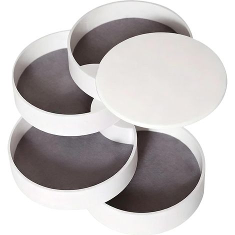 Boîte à bijoux rotative à 4 couches - Plateau à bijoux avec couvercle - Pour femmes, filles, femmes, mamans, collectionneurs, chambre à coucher, salle de bain, table de chevet, commode, maison, bureau (1/5)