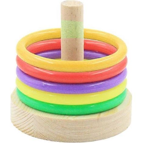 Perchoir en bois pour oiseaux perroquets, jouet d'intelligence à anneaux plastiques, puzzle à mâcher, fourniture pour animaux de compagnie, taille L.