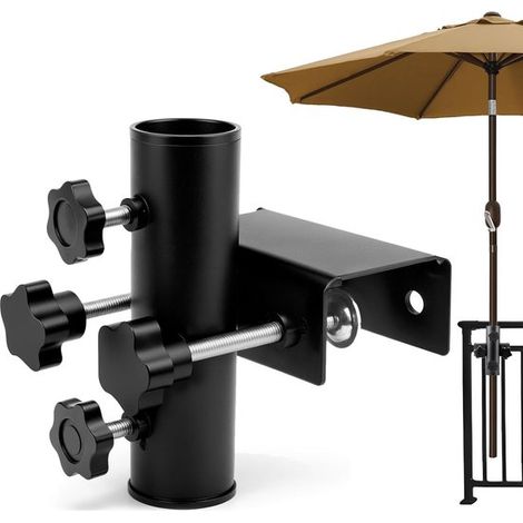 Supporto per ombrellone in metallo per balcone, supporto regolabile per ringhiere da balcone, Ø 23-38 mm, supporto stabile per ombrellone. (1/5)