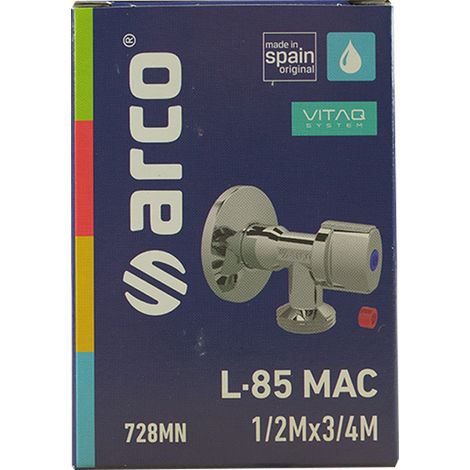 Robinet machine à laver équerre anticalcaire NF Nova - Quart de Tour 1/2" (15/21) 3/4" (20/27) Mâle Chromé - Arco (1/4)