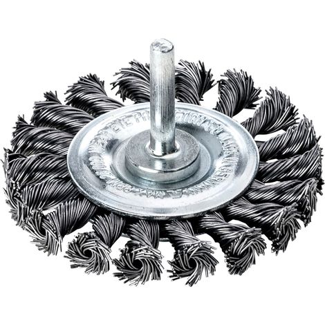 Lessmann Knotted Wheel Brush with Shank – 75 x 16mm, 0.50 Steel Wire, Model LES417199