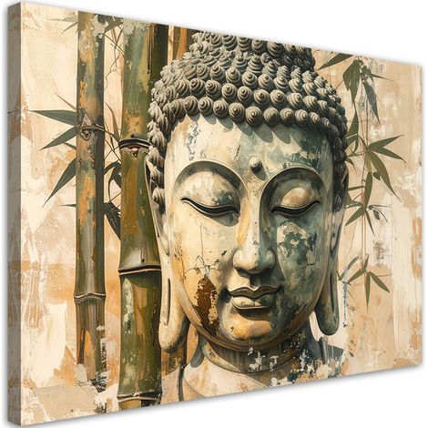 Tableau déco Bouddha Zen Spa bambou oriental 60x40 (1/4)
