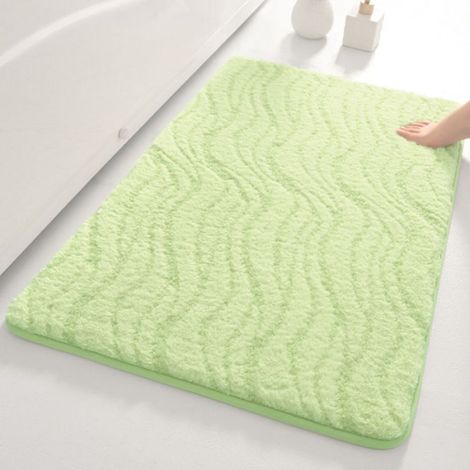 Tapis De Sol - 40 X 60 Cm - Vert Clair Uni Motif Ondulé - Antidérapant Absorbant - 1 Pièce (1/4)