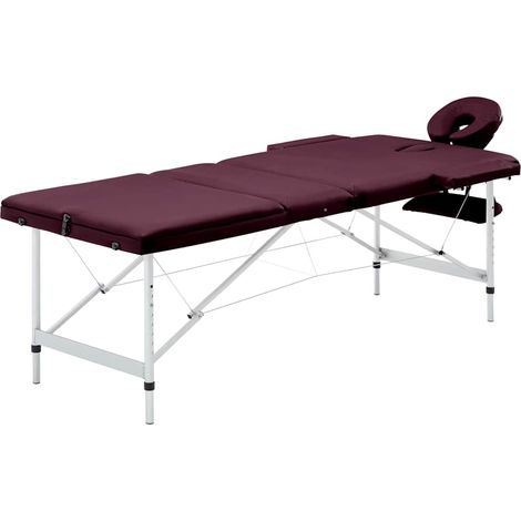 vidaXL Camilla de masaje plegable 3 zonas aluminio morado vino (1/5)