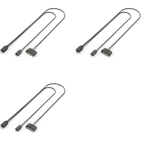 Contrôleur ARGB 3X pour PC, câble d'alimentation SATA vers ARGB avec commande de réinitialisation pour boîtier PC, connecteur 5 V 3 broches, contrôleur d'éclairage noir (1/5)