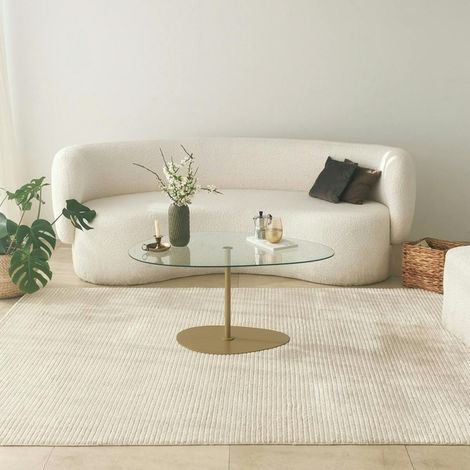 Table basse en verre forme triangle organique pied doré TULUM (1/5)