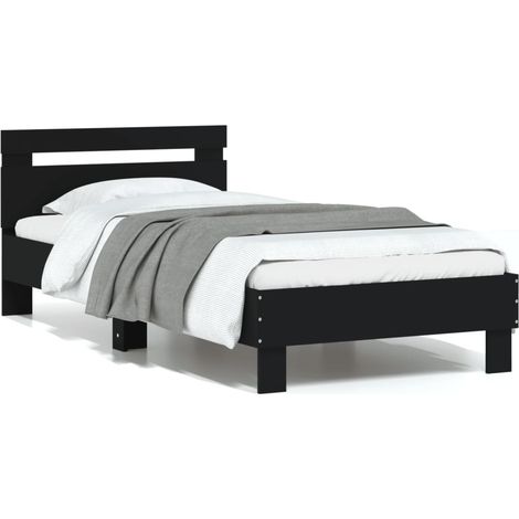 Maison Exclusive - Cadre de lit sans matelas avec tête de lit noir 75x190 cm (1/5)