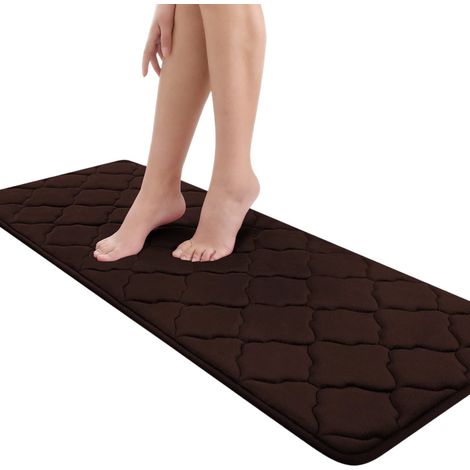 Tapis de bain en mousse à mémoire de forme, ultra doux et absorbant, avec dos antidérapant, 61 x 41 cm, beige (1/5)