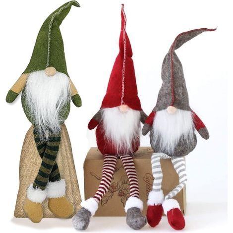 Gnomo di Natale - Set di 3 gnomi di Natale - Decorazioni natalizie — Gnomo scandinavo fatto a mano per la decorazione della casa — Simpatici ornamenti di Babbo Natale - Materiali di alta qualità - Ver (1/5)
