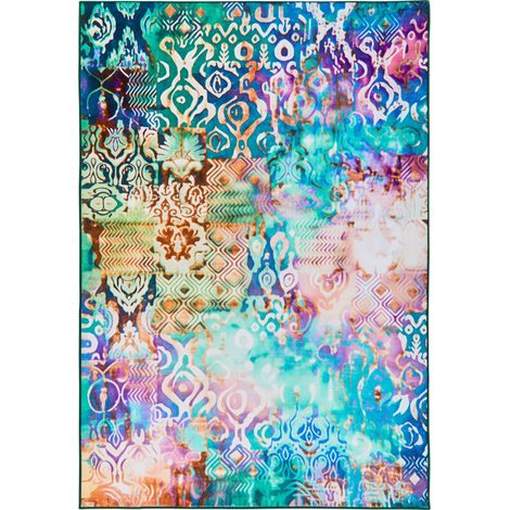 Tappeto a tessitura piana con vivace motivo stampato multicolore 140 x 200 cm Isvanta