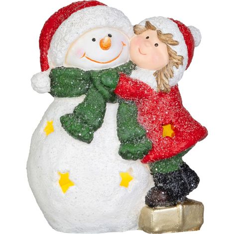 Dekoration MagicHome Weihnachten, Mädchen mit Schneemann, LED, 8x12,5x15,8 cm (1/4)