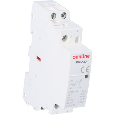Contattore modulare, contatti 2NO, I=25A, tensione bobina U=230V AC, 1 modulo ONNLINE SM25A2O (1/3)