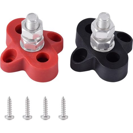 2 Pcs M8 Pouvoir Borniers de Batterie DC 12V-48V Usage Intensif 5/16" Positif Négatif Simple Goujons (1/5)