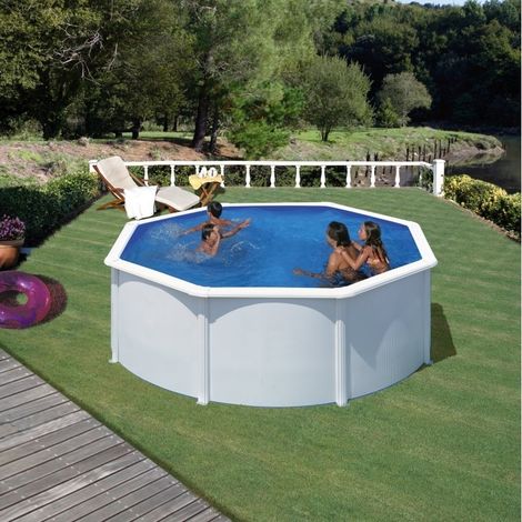 Piscina elevada Gre Wet circular chapa blanca depuradora 300x120