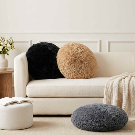 vidaXL Cushion Cover 2 pcs HEERLEN Anthracite 脴 60 cm PV Fleece (1/5)