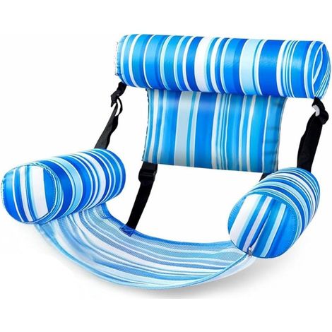 Aufblasbare Pool-Hängematte – Schwimmender Liegestuhl – Badematratze – Aufblasbarer Wassersitz – Schwimminsel – Verstellbar – Mit Luftpumpe – Für Pool, Strand usw. – Blau (1/5)