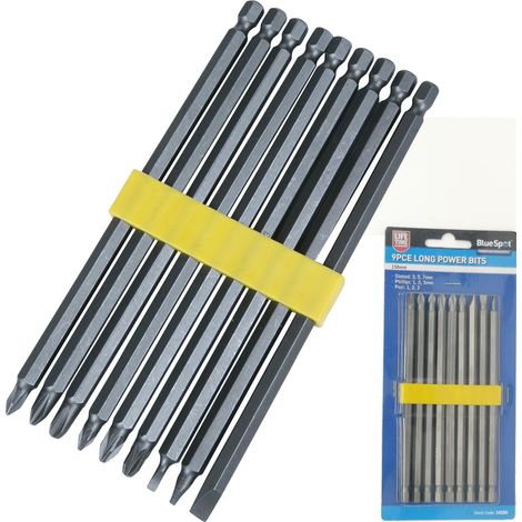 Blue Spot Tools 9 Piece 150MM Chrome Vanadium Extra Long Power Bit Set (1/3)