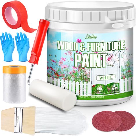 Peinture pour Meubles en Bois - 500g Peinture pour Meubles en Bois, Armoires, Portes, Table à Manger et Chaises, Finition Mate à l'Eau, Non Toxique (1/5)
