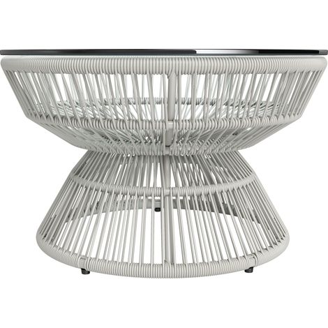 Table jardin ronde rotin résine plateau verre trempé Ø 60 x 37H cm