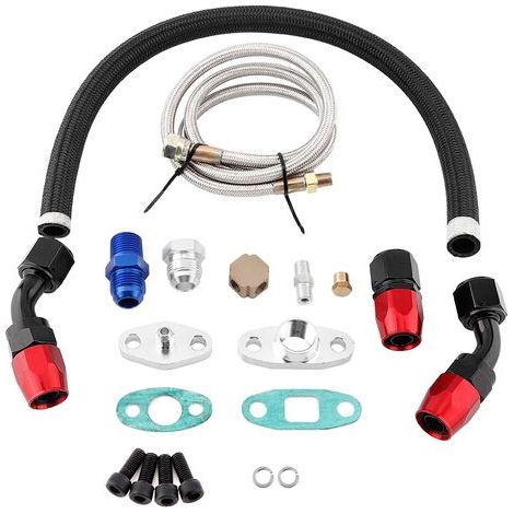 Kit de bridas adaptadoras AN10 para la línea de retorno de aceite del turbo, compatible con T3, T4, GT35, T70 y T66. (1/5)