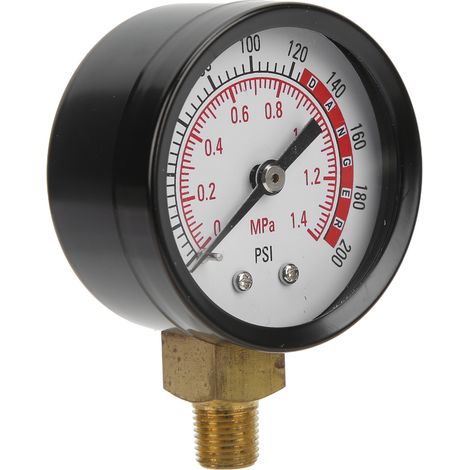 Y50 Radialmanometer mit rundem Zifferblatt für Luft, Öl und Wasser, 1/8 NPT-Anschluss, Messbereich 0–1,4 MPa / 0–200 psi (1/5)